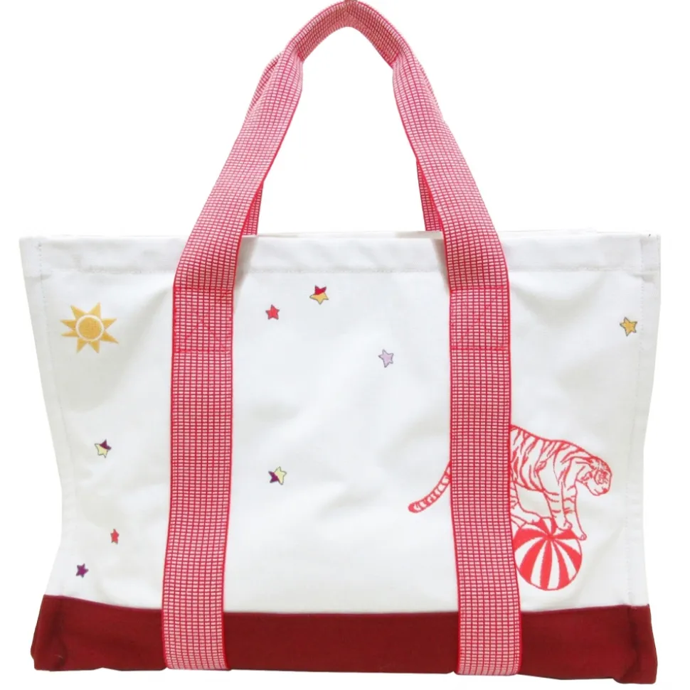 Hermès Vintage - Circus Canvas Nappy Bag - White Red - Canvas Bag - Avvenice