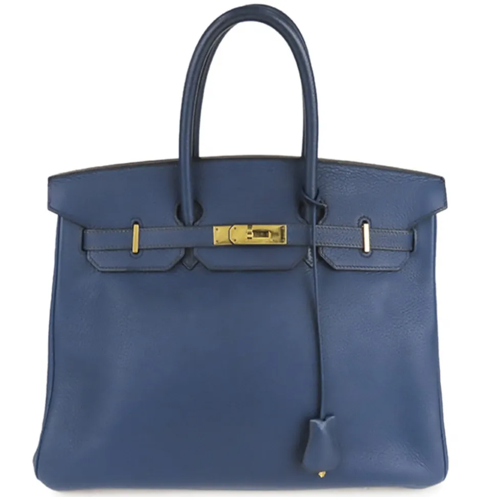 Hermès Vintage - Clemence Birkin 35 - Blue Gold - Leather Handbag - Avvenice