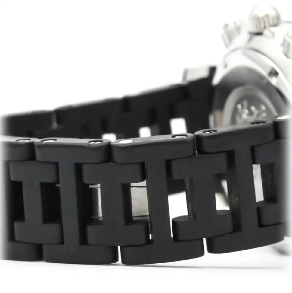 Hermès Vintage - Clipper Diver Chronograph Quartz Womens Watch - Black Silver - Stainless Steel Watch - Luxury High Quality - Avvenice