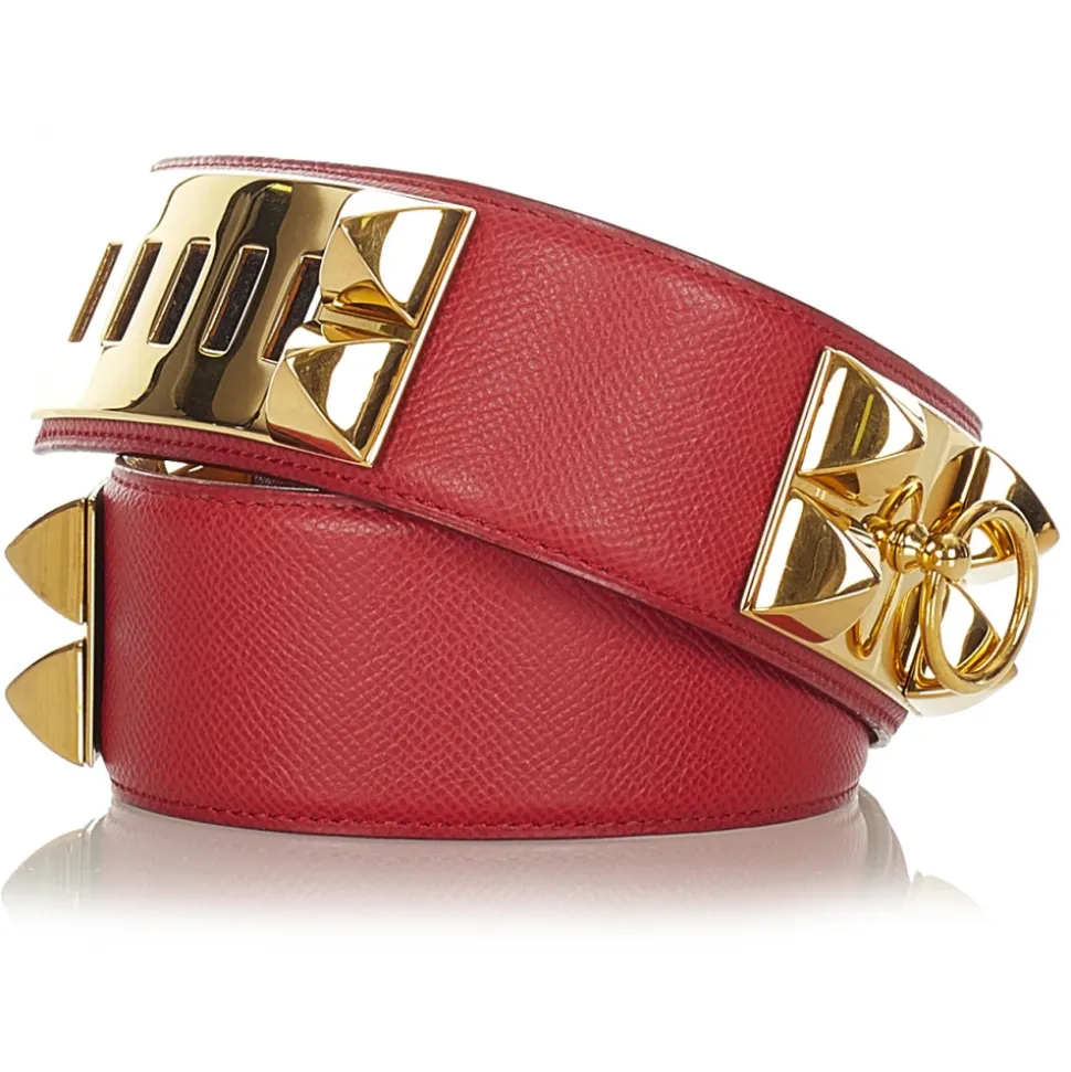 Hermès Vintage - Collier de Chien Belt - Red Gold - Leather Belt - Avvenice