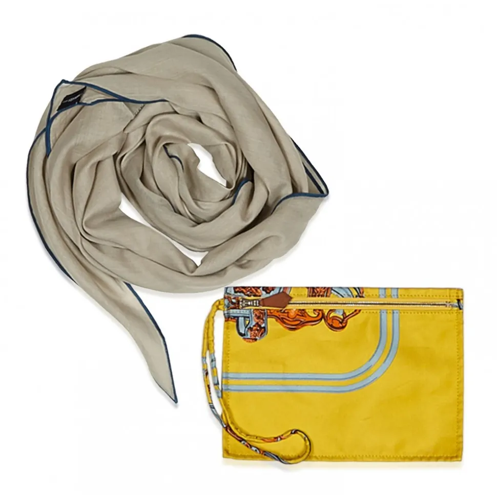 Hermès Vintage - Cotton Scarf - Brown Beige - Cotton Foulard - Luxury High Quality - Avvenice