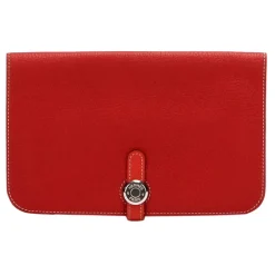 Hermès Vintage - Dogon Leather Long Wallet - Red - Leather Wallet - Avvenice