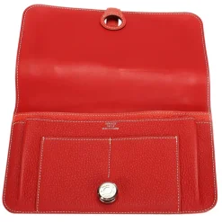 Hermès Vintage - Dogon Leather Long Wallet - Red - Leather Wallet - Avvenice