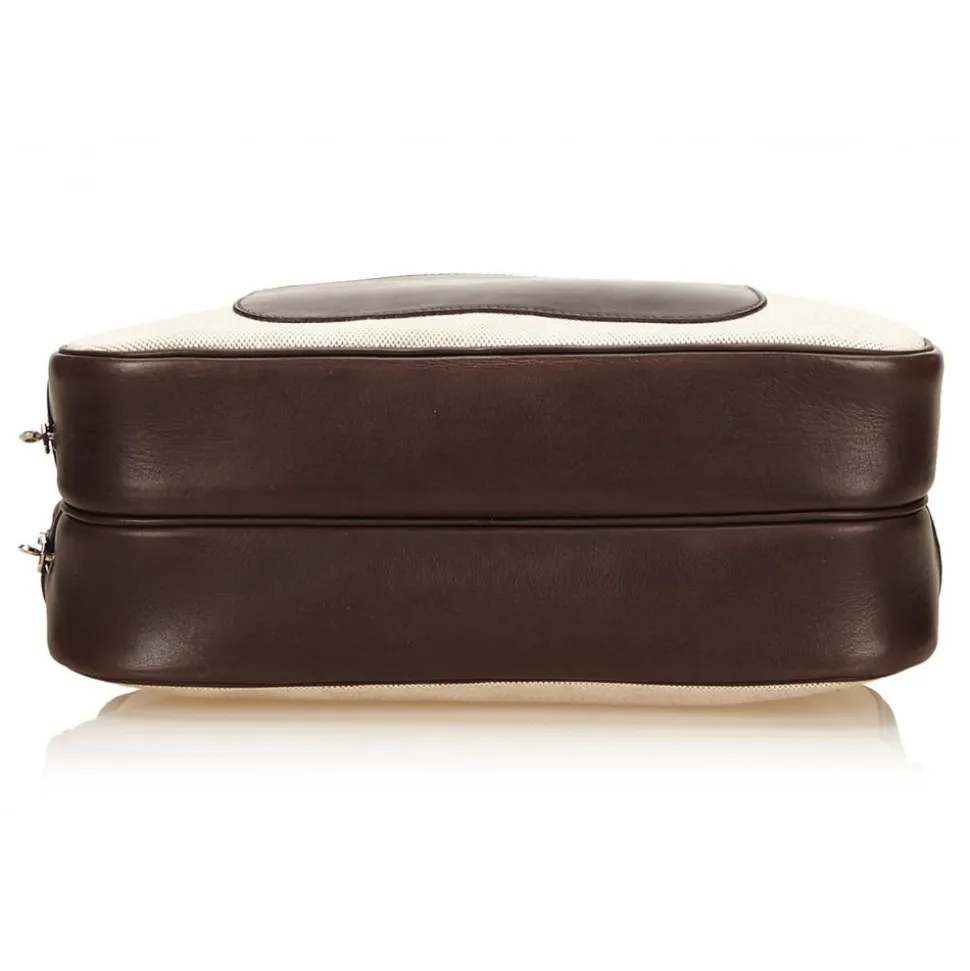 Hermès Vintage - Doha Bag - White Ivory - Leather and Canvas Handbag - Luxury High Quality - Avvenice