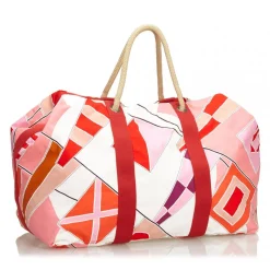 Hermès Vintage - Drapeaux Au Vent Travel Bag - Red - Fabric and Cotton Handbag - Luxury High Quality - Avvenice