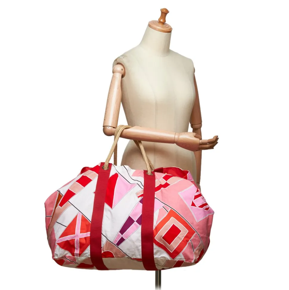 Hermès Vintage - Drapeaux Au Vent Travel Bag - Red - Fabric and Cotton Handbag - Luxury High Quality - Avvenice