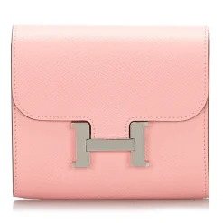 Hermès Vintage - Epsom Constance Compact Wallet - Pink - Leather Wallet - Luxury High Quality - Avvenice