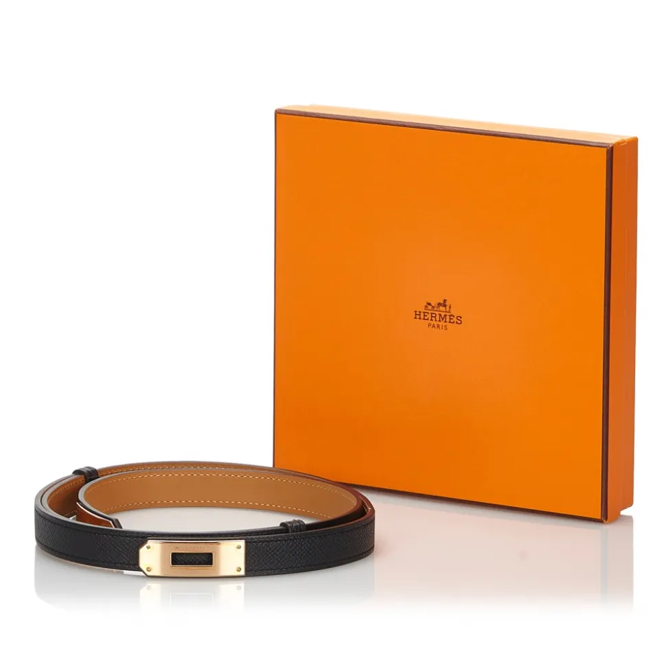 Hermès Vintage - Epsom Kelly Belt - Black Gold - Leather Belt - Luxury High Quality - Avvenice