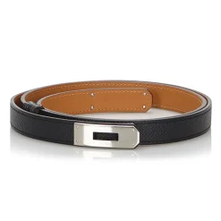 Hermès Vintage - Epsom Kelly Belt - Black Silver - Leather Belt - Luxury High Quality - Avvenice