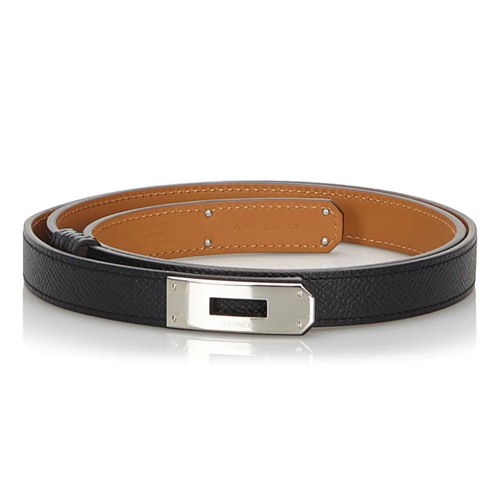 Hermès Vintage - Epsom Kelly Belt - Black Silver - Leather Belt - Luxury High Quality - Avvenice