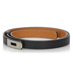 Hermès Vintage - Epsom Kelly Belt - Black Silver - Leather Belt - Luxury High Quality - Avvenice