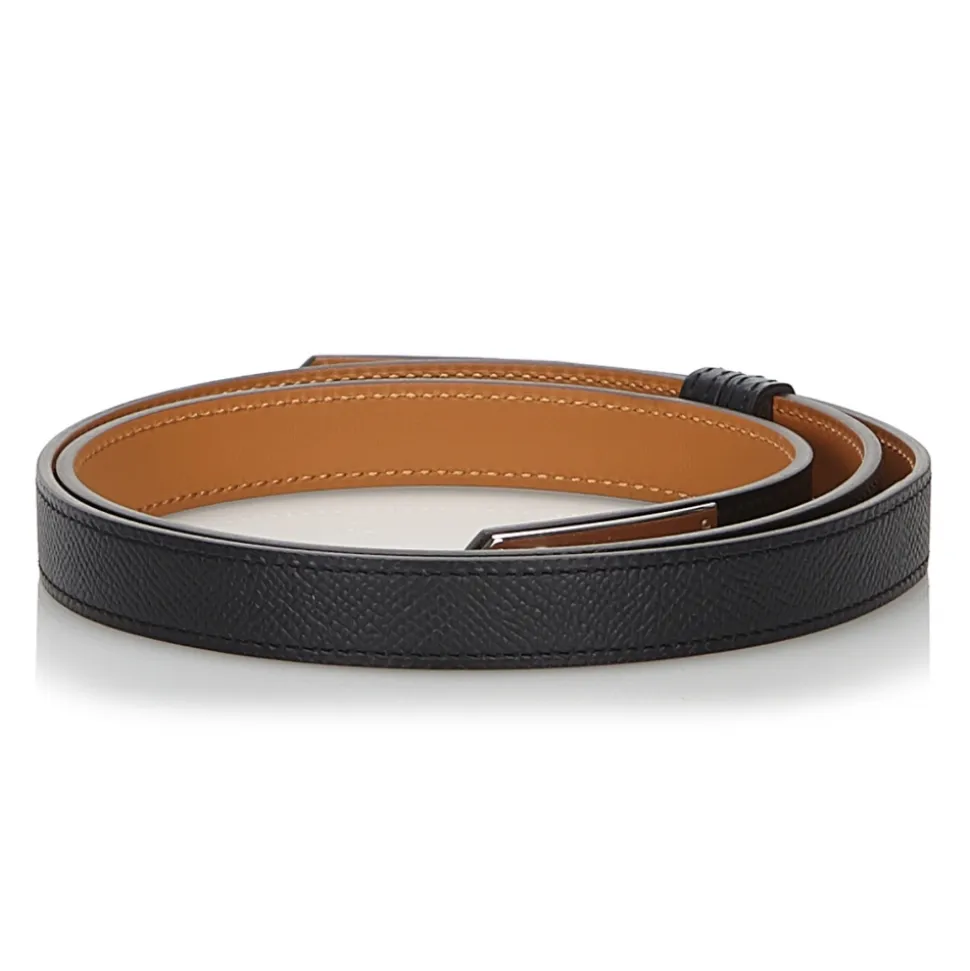 Hermès Vintage - Epsom Kelly Belt - Black Silver - Leather Belt - Luxury High Quality - Avvenice