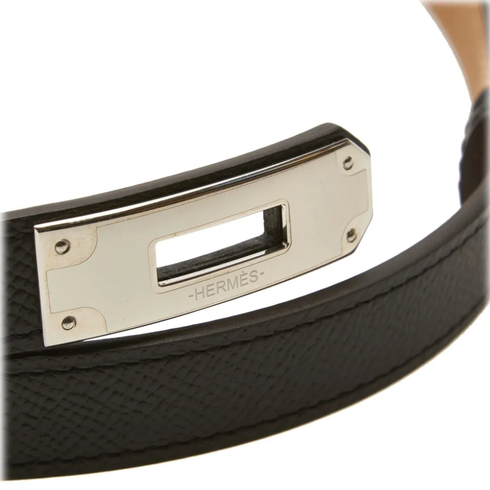 Hermès Vintage - Epsom Kelly Belt - Black Silver - Leather Belt - Luxury High Quality - Avvenice