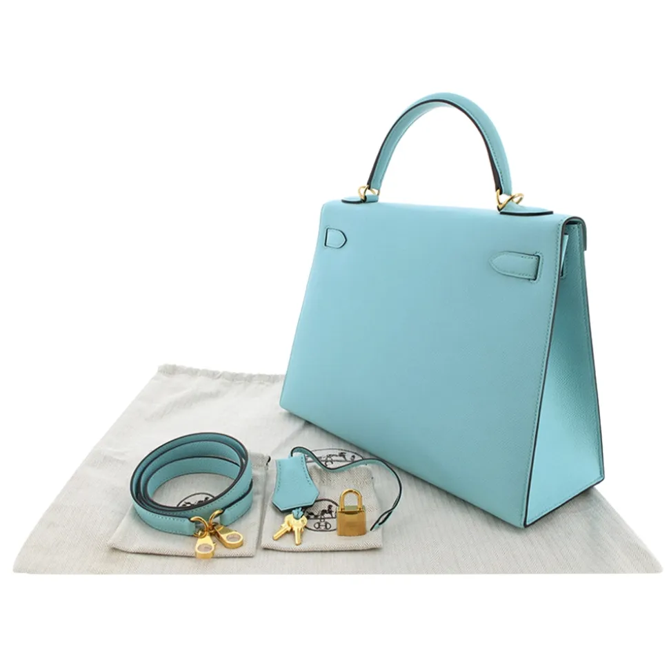 Hermès Vintage - Epsom Kelly 32 - Light Blue - Leather Handbag - Avvenice