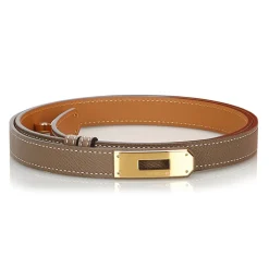 Hermès Vintage - Epsom Kelly Belt - Grey Gold - Leather Belt - Luxury High Quality - Avvenice