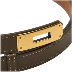 Hermès Vintage - Epsom Kelly Belt - Grey Gold - Leather Belt - Luxury High Quality - Avvenice