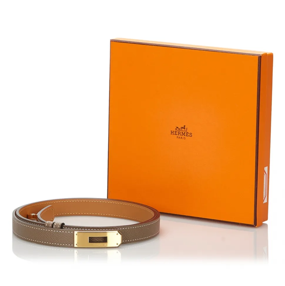 Hermès Vintage - Epsom Kelly Belt - Grey Gold - Leather Belt - Luxury High Quality - Avvenice