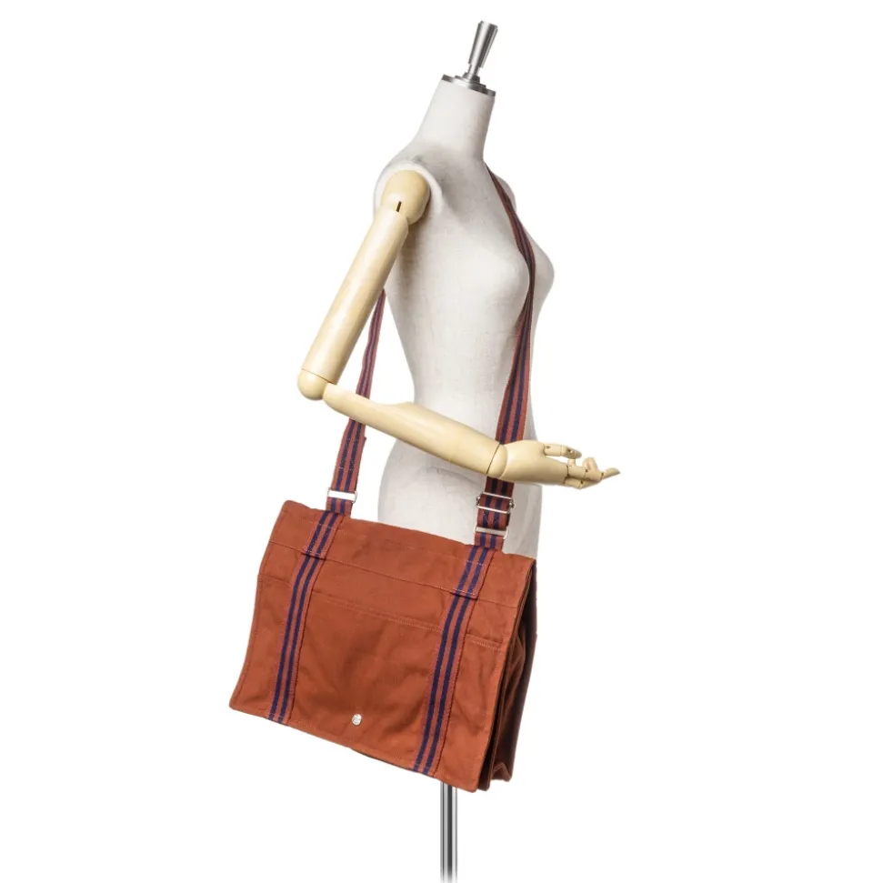 Hermès Vintage - Fourre Tout Besace MM Bag - Brown - Canvas Bag - Luxury High Quality - Avvenice