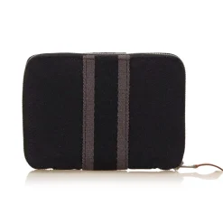 Hermès Vintage - Fourre Tout PM Wallet - Black Grey - Canvas Wallet - Luxury High Quality - Avvenice