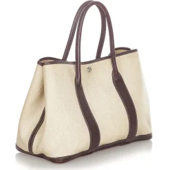 Hermès Vintage - Garden Party PM - Dark Brown Beige - Canvas Handbag - Avvenice
