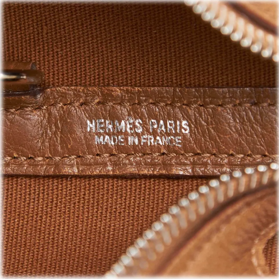 Hermès Vintage - Garden Zip PM Bag - Brown - Leather and Canvas Handbag - Luxury High Quality - Avvenice