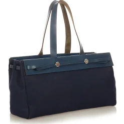 Hermès Vintage - Herbag Cabas MM - Blue Navy - Canvas Handbag - Avvenice