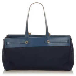 Hermès Vintage - Herbag Cabas MM - Blue Navy - Canvas Handbag - Avvenice