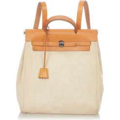 Hermès Vintage - Herbag Canvas Backpack - Brown Beige - Canvas Backpack - Avvenice