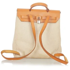 Hermès Vintage - Herbag Canvas Backpack - Brown Beige - Canvas Backpack - Avvenice