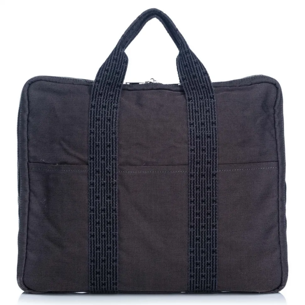 Hermès Vintage - Herline Document Case Bag - Grey Dark Grey - Canvas Bag - Luxury High Quality - Avvenice