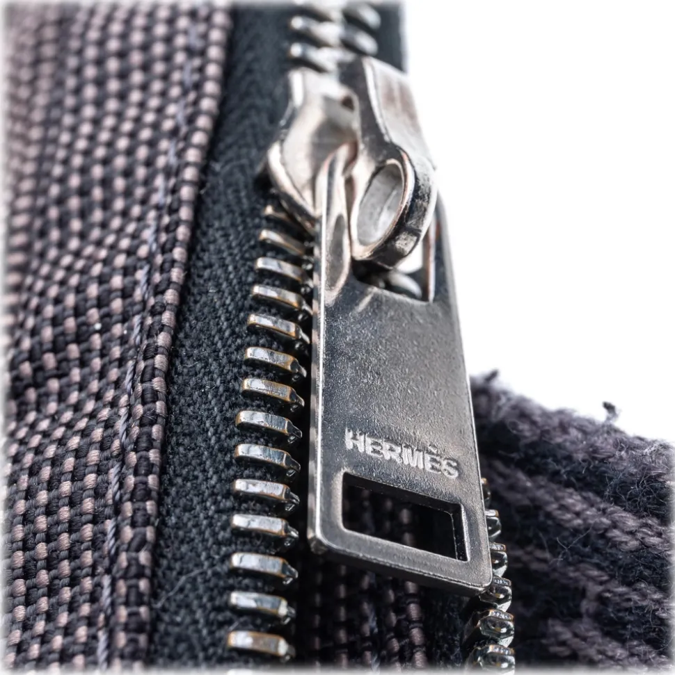 Hermès Vintage - Herline Document Case Bag - Grey Dark Grey - Canvas Bag - Luxury High Quality - Avvenice