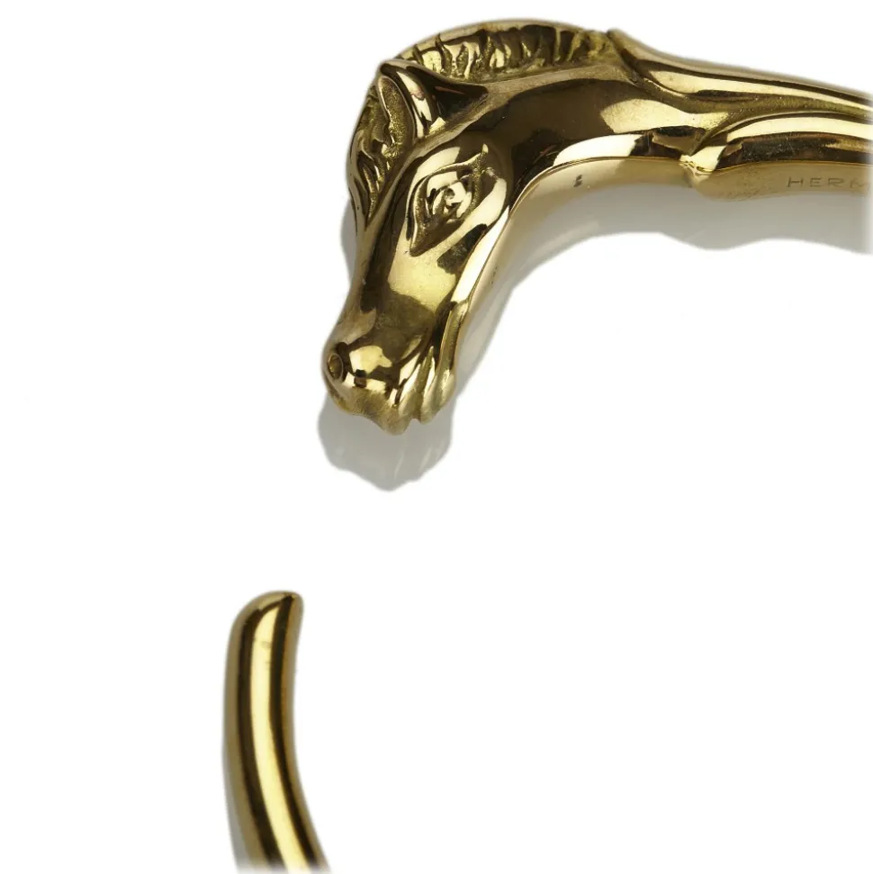Hermès Vintage - Horse Head Bangle - Gold - Gold Bracelet - Luxury High Quality - Avvenice