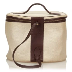 Hermès Vintage - Intercity Vanity Bag - Ivory Brown White - Leather and Canvas Handbag - Luxury High Quality - Avvenice