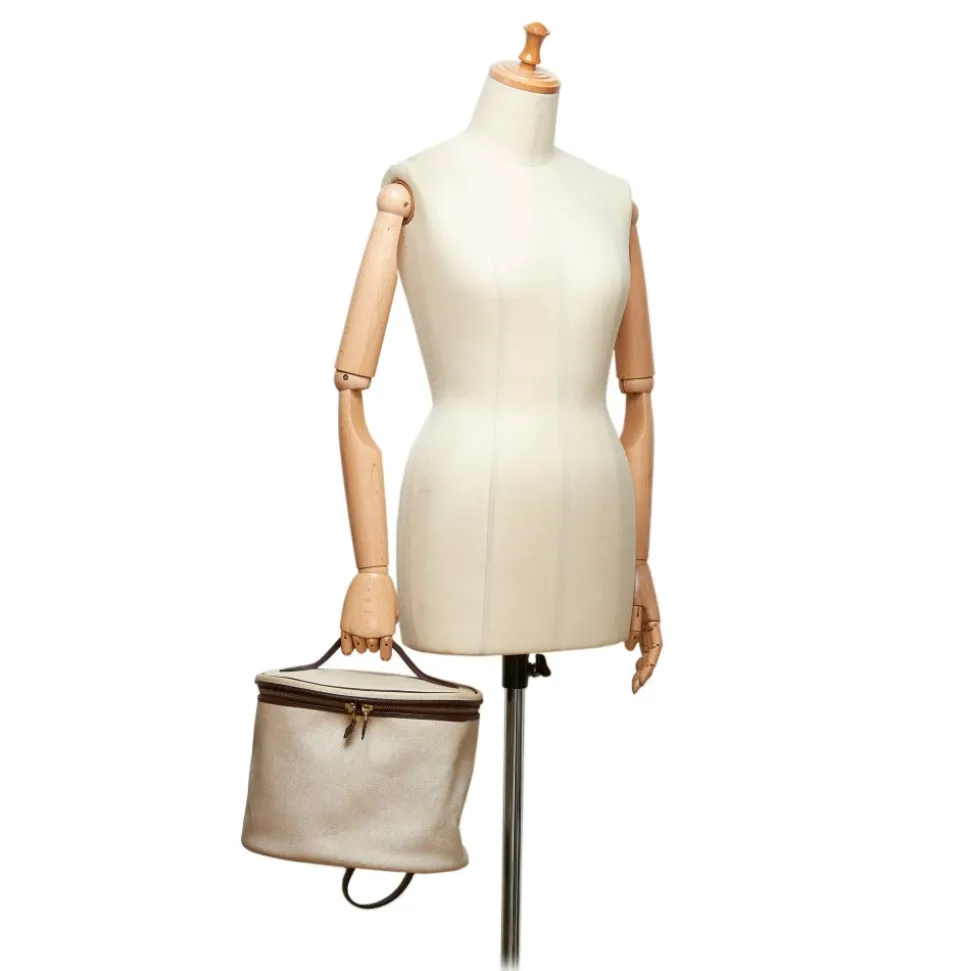 Hermès Vintage - Intercity Vanity Bag - Ivory Brown White - Leather and Canvas Handbag - Luxury High Quality - Avvenice