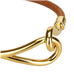 Hermès Vintage - Jumbo Hook Bracelet - Brown Light Brown Gold - Leather Bracelet - Luxury High Quality - Avvenice