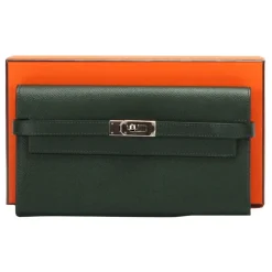 Hermès Vintage - Kelly Chevre Long Wallet - Dark Green - Leather Wallet - Avvenice