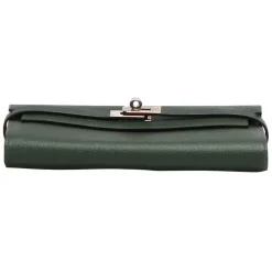 Hermès Vintage - Kelly Chevre Long Wallet - Dark Green - Leather Wallet - Avvenice
