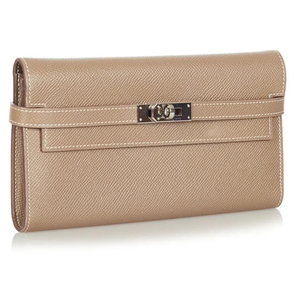 Hermès Vintage - Kelly Chevre Long Wallet - Brown Beige - Leather Wallet - Avvenice