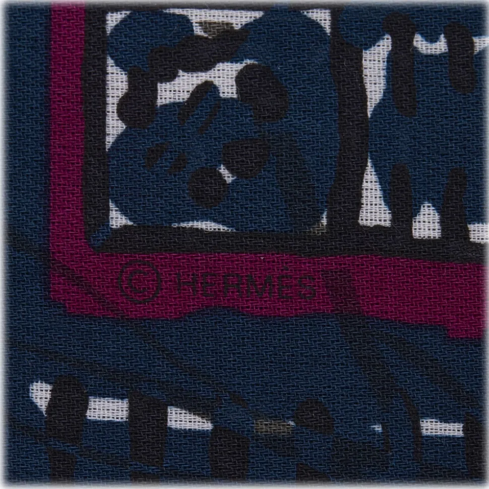 Hermès Vintage - Le Boubou H Cotton Scarf - Blue - Cotton Foulard - Luxury High Quality - Avvenice