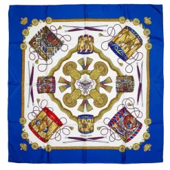 Hermès Vintage - Le Tambours Silk Scarf - Blue Navy Multi - Silk Foulard - Luxury High Quality - Avvenice