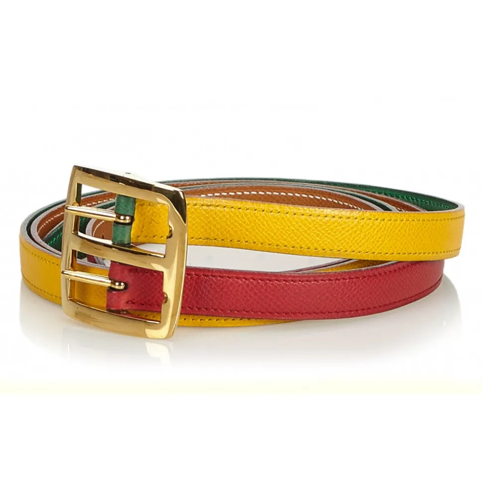 Hermès Vintage - Leather Belt - Red Yellow - Leather Belt - Luxury High Quality - Avvenice