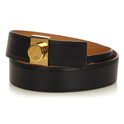 Hermès Vintage - Leather Clou De Selle Belt - Black Gold - Leather Belt - Luxury High Quality - Avvenice