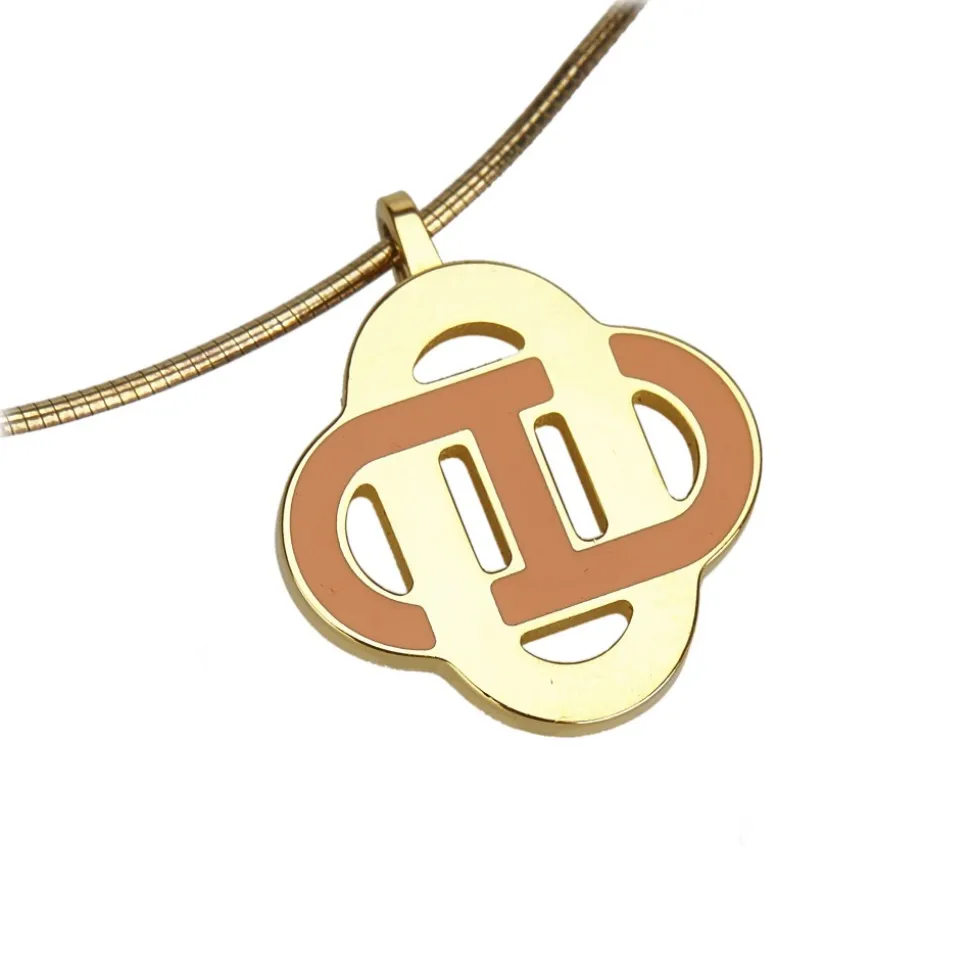 Hermès Vintage - Metal Isatis Pendant Necklace - Gold Orange - Hermès Necklace - Luxury High Quality - Avvenice