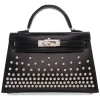 Hermès Vintage - Mini Box Calf Studded Cloute Kelly Sellier 20 - Black - Leather and Calf Handbag - Luxury High Quality - Avvenice