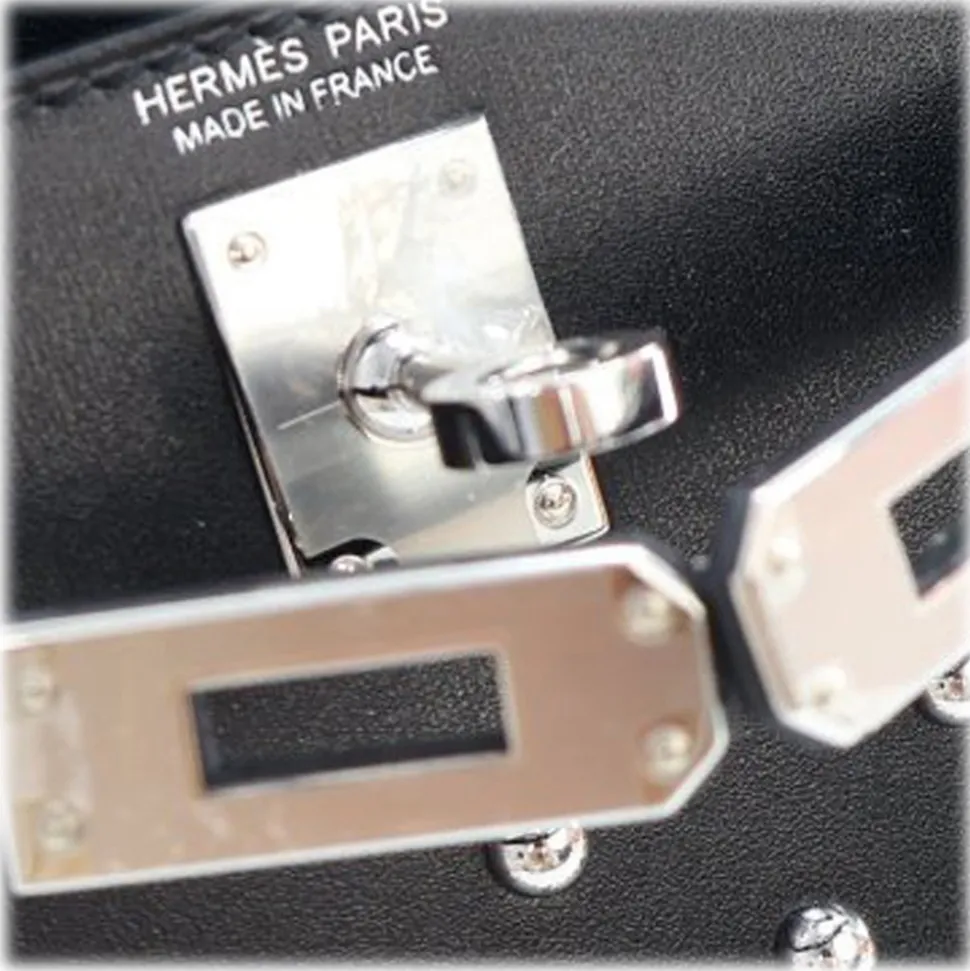 Hermès Vintage - Mini Box Calf Studded Cloute Kelly Sellier 20 - Black - Leather and Calf Handbag - Luxury High Quality - Avvenice