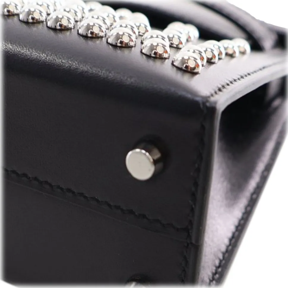 Hermès Vintage - Mini Box Calf Studded Cloute Kelly Sellier 20 - Black - Leather and Calf Handbag - Luxury High Quality - Avvenice