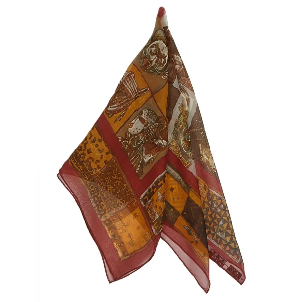 Hermès Vintage - Persona Printed Silk Scarf - Red Bordeaux Multi - Silk Foulard - Luxury High Quality - Avvenice