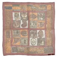 Hermès Vintage - Persona Printed Silk Scarf - Red Bordeaux Multi - Silk Foulard - Luxury High Quality - Avvenice
