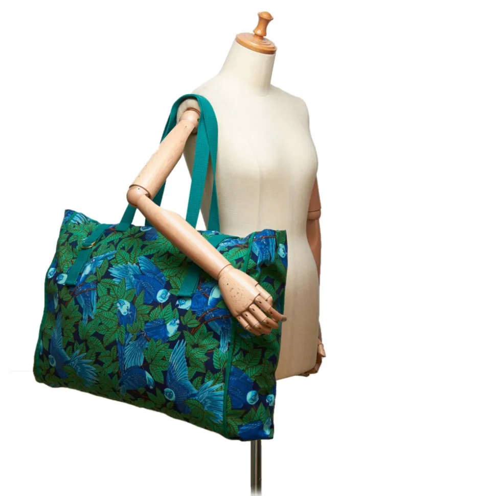 Hermès Vintage - Printed Canvas Tote Bag - Green - Canvas Handbag - Luxury High Quality - Avvenice
