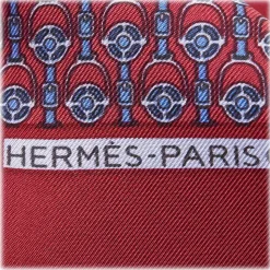 Hermès Vintage - Printed Silk Scarf - Red Bordeaux - Silk Foulard - Luxury High Quality - Avvenice